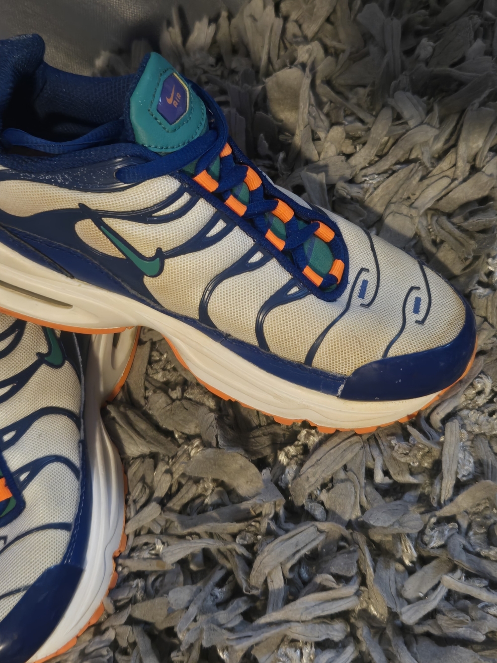 Nike Kids' Blue & White Athletic Sneakers with Orange Accents
